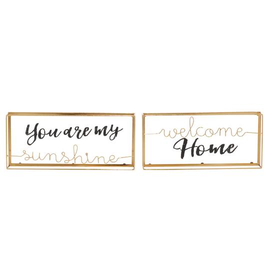 Gold Metal Contemporary Wall Sign Set